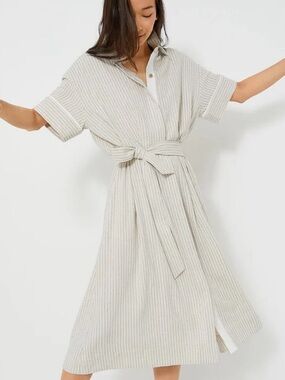 Tuckernuck Cream Striped Maxi Shirt Dress